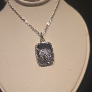 Brighton Silver-Tone Pendant Necklace with Light Purple Stone